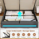 AOGLLATI Ottoman Bed Double 135x190 cm  with hydraulic under-bed storage and charging ports  LED lights and padded storage headboard