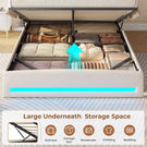 AOGLLATI Ottoman Bed Double 135x190 cm  with hydraulic under-bed storage and charging ports  LED lights and padded storage headboard