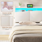 AOGLLATI Ottoman Bed Double 135x190 cm  with hydraulic under-bed storage and charging ports  LED lights and padded storage headboard