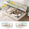 AOGLLATI  Double Ottoman Bed with Charging Station  LED Lights  Double Bed Frame with Hydraulic Lift Mechanism