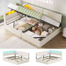 AOGLLATI  Double Ottoman Bed with Charging Station  LED Lights  Double Bed Frame with Hydraulic Lift Mechanism