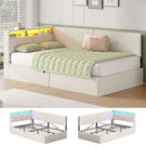 AOGLLATI  Bed Frame with Hydraulic Storage  Charging Station and LED Lights  Reversible Left/Right Hand Assembly