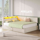 AOGLLATI  Double Ottoman Bed with Charging Station  LED Lights  Double Bed Frame with Hydraulic Lift Mechanism