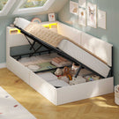 AOGLLATI  Bed Frame with Hydraulic Storage  Charging Station and LED Lights  Reversible Left/Right Hand Assembly
