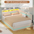 AOGLLATI  Double Ottoman Bed with Charging Station  LED Lights  Double Bed Frame with Hydraulic Lift Mechanism