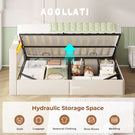 AOGLLATI  Double Ottoman Bed with Charging Station  LED Lights  Double Bed Frame with Hydraulic Lift Mechanism