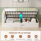 AOGLLATI  Bed Frame with Hydraulic Storage  Charging Station and LED Lights  Reversible Left/Right Hand Assembly