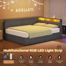 AOGLLATI  Double Ottoman Bed with Charging Station  LED Lights  Double Bed Frame with Hydraulic Lift Mechanism