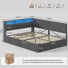 AOGLLATI  Double Ottoman Bed with Charging Station  LED Lights  Double Bed Frame with Hydraulic Lift Mechanism
