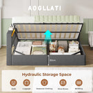 AOGLLATI  Double Ottoman Bed with Charging Station  LED Lights  Double Bed Frame with Hydraulic Lift Mechanism