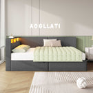 AOGLLATI  Double Ottoman Bed with Charging Station  LED Lights  Double Bed Frame with Hydraulic Lift Mechanism