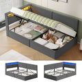AOGLLATI  Bed Frame with Hydraulic Storage  Charging Station and LED Lights  Reversible Left/Right Hand Assembly