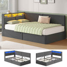AOGLLATI  Bed Frame with Hydraulic Storage  Charging Station and LED Lights  Reversible Left/Right Hand Assembly