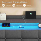 AOGLLATI 4ft6 Floating Double Bed Frame 135×190CM with LED Lights  Charging Station with Upholstered Headboard
