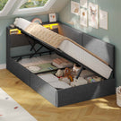AOGLLATI  Bed Frame with Hydraulic Storage  Charging Station and LED Lights  Reversible Left/Right Hand Assembly