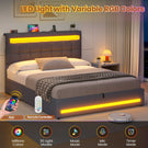 AOGLLATI Double Ottoman Bed Frame 135×190 cm with Charging Station  LED Lights with Under-bed Storage and Storage Headboard