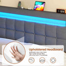 AOGLLATI 5ft King Ottoman Bed Frame 150×200 cm with Charging Station and LED Lights Upholstered Platform Bed frame
