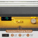 AOGLLATI  Bed Frame with Hydraulic Storage  Charging Station and LED Lights  Reversible Left/Right Hand Assembly