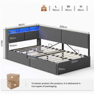 AOGLLATI  Bed Frame with Hydraulic Storage  Charging Station and LED Lights  Reversible Left/Right Hand Assembly