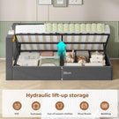 AOGLLATI  Bed Frame with Hydraulic Storage  Charging Station and LED Lights  Reversible Left/Right Hand Assembly
