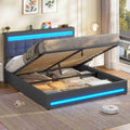 AOGLLATI 5ft King Ottoman Bed Frame 150×200 cm with Charging Station and LED Lights Upholstered Platform Bed frame