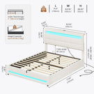 AOGLLATI Double Ottoman Bed Frame 135×190 cm with Charging Station  LED Lights with Under-bed Storage and Storage Headboard
