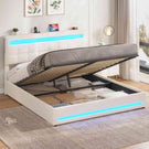 AOGLLATI 5ft King Ottoman Bed Frame 150×200 cm with Charging Station and LED Lights Upholstered Platform Bed frame
