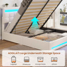 AOGLLATI 5ft King Ottoman Bed Frame 150×200 cm with Charging Station and LED Lights Upholstered Platform Bed frame
