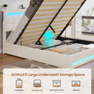AOGLLATI Double Ottoman Bed Frame 135×190 cm with Charging Station  LED Lights with Under-bed Storage and Storage Headboard