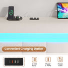 AOGLLATI 5ft King Ottoman Bed Frame 150×200 cm with Charging Station and LED Lights Upholstered Platform Bed frame