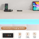 AOGLLATI Double Ottoman Bed Frame 135×190 cm with Charging Station  LED Lights with Under-bed Storage and Storage Headboard
