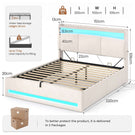 AOGLLATI Ottoman Bed King Size 150x200cm  with Hydraulic Underbed Storage and Charging Ports  5ft Bed Frame with LED Lights