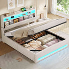 AOGLLATI Ottoman Bed King Size 150x200cm  with Hydraulic Underbed Storage and Charging Ports  5ft Bed Frame with LED Lights