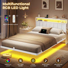 AOGLLATI Double Bed Frame 135x190 cm 4ft6 Floating bed with LED and charging station