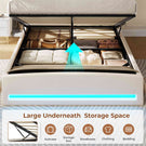 AOGLLATI Ottoman Bed King Size 150x200cm  with Hydraulic Underbed Storage and Charging Ports  5ft Bed Frame with LED Lights