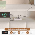AOGLLATI Double Bed Frame 135x190 cm 4ft6 Floating Bed Charging Station Led Lights Storage Headboard Upholstered bed frame