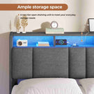 AOGLLATI Double Bed Frame 135x190 cm 4ft6 Floating Bed Charging Station Led Lights Storage Headboard Upholstered bed frame