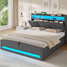 AOGLLATI Ottoman Bed King Size 150x200cm  with Hydraulic Underbed Storage and Charging Ports  5ft Bed Frame with LED Lights