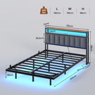 AOGLLATI Double Bed Frame 135x190 cm 4ft6 Floating bed with LED and charging station