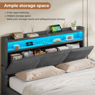 AOGLLATI Ottoman Bed King Size 150x200cm  with Hydraulic Underbed Storage and Charging Ports  5ft Bed Frame with LED Lights