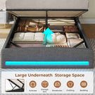 AOGLLATI Ottoman Bed King Size 150x200cm  with Hydraulic Underbed Storage and Charging Ports  5ft Bed Frame with LED Lights