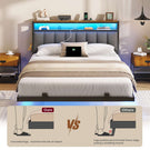 AOGLLATI Double Bed Frame 135x190 cm 4ft6 Floating bed with LED and charging station