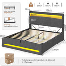AOGLLATI Ottoman Bed King Size 150x200cm  with Hydraulic Underbed Storage and Charging Ports  5ft Bed Frame with LED Lights