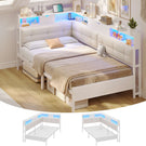AOGLLATI 3ft Single Bed Frame with Storage Day Bed with Charging Station Corner Bed Frame Sofa Bed Frame with LED Lighting