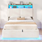 AOGLLATI Single Ottoman Bed with 360° LED Lights 3ft Upholstered Bed with Built-in Power Strip