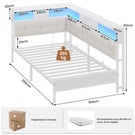 AOGLLATI 3ft Single Bed Frame with Storage Day Bed with Charging Station Corner Bed Frame Sofa Bed Frame with LED Lighting
