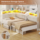 AOGLLATI 3ft Single Bed Frame with Storage Day Bed with Charging Station Corner Bed Frame Sofa Bed Frame with LED Lighting