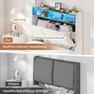 AOGLLATI Single Ottoman Bed with 360° LED Lights 3ft Upholstered Bed with Built-in Power Strip