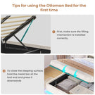 Ottoman Double Bed Frame with 360° LED Lights 4ft6 Upholstered Bed with Built-in Power Strip Corduroy