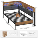 AOGLLATI 3ft Single Bed Frame with Storage Day Bed with Charging Station Corner Bed Frame Sofa Bed Frame with LED Lighting